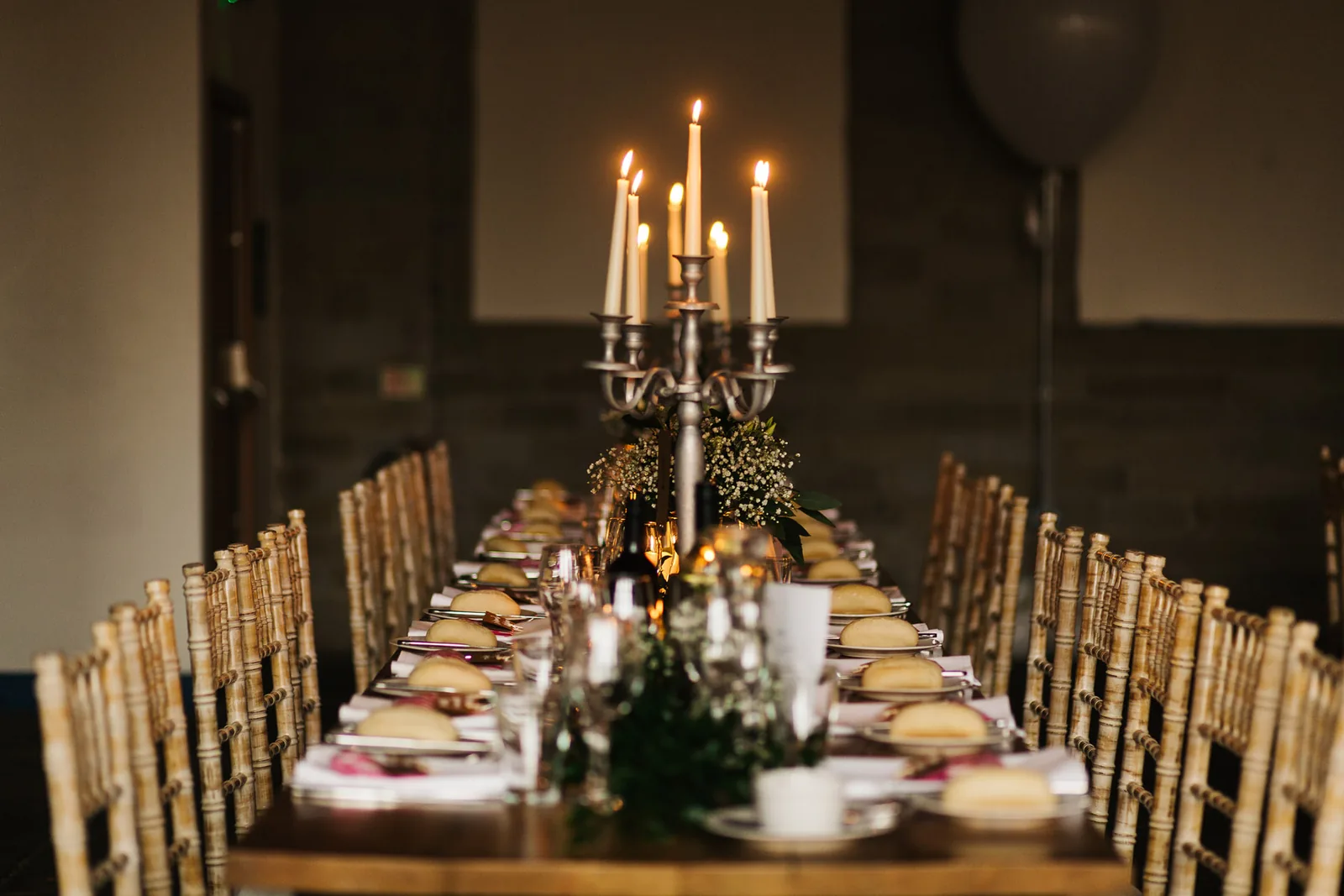 Candlelight down the table