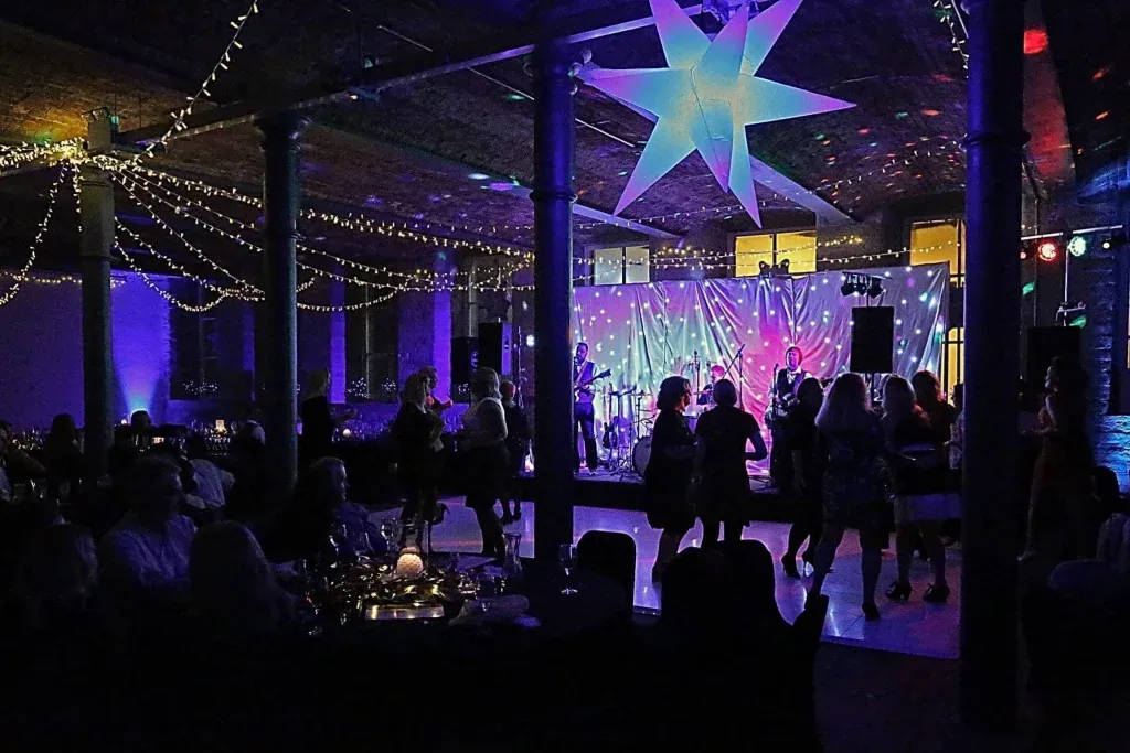 The dancefloor at The Arches beneath the illuminated Christmas star