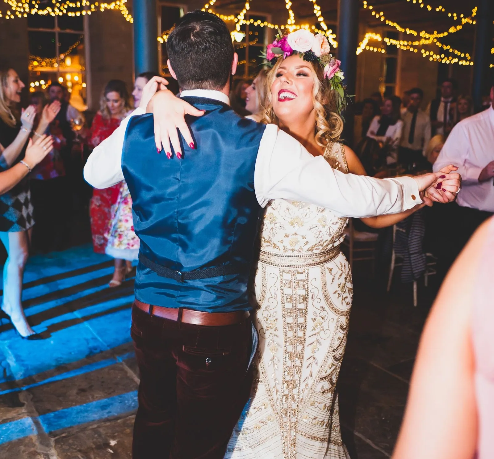 A couple lost in the moment on the dancefloor at The Arches